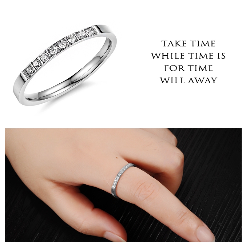 Cincin Titanium Wanita Anastasia Cincin Titanium Steel Warna Rose Gold / Hijau Aksen Berlian Imitasi Anti Karat Untuk Wanita