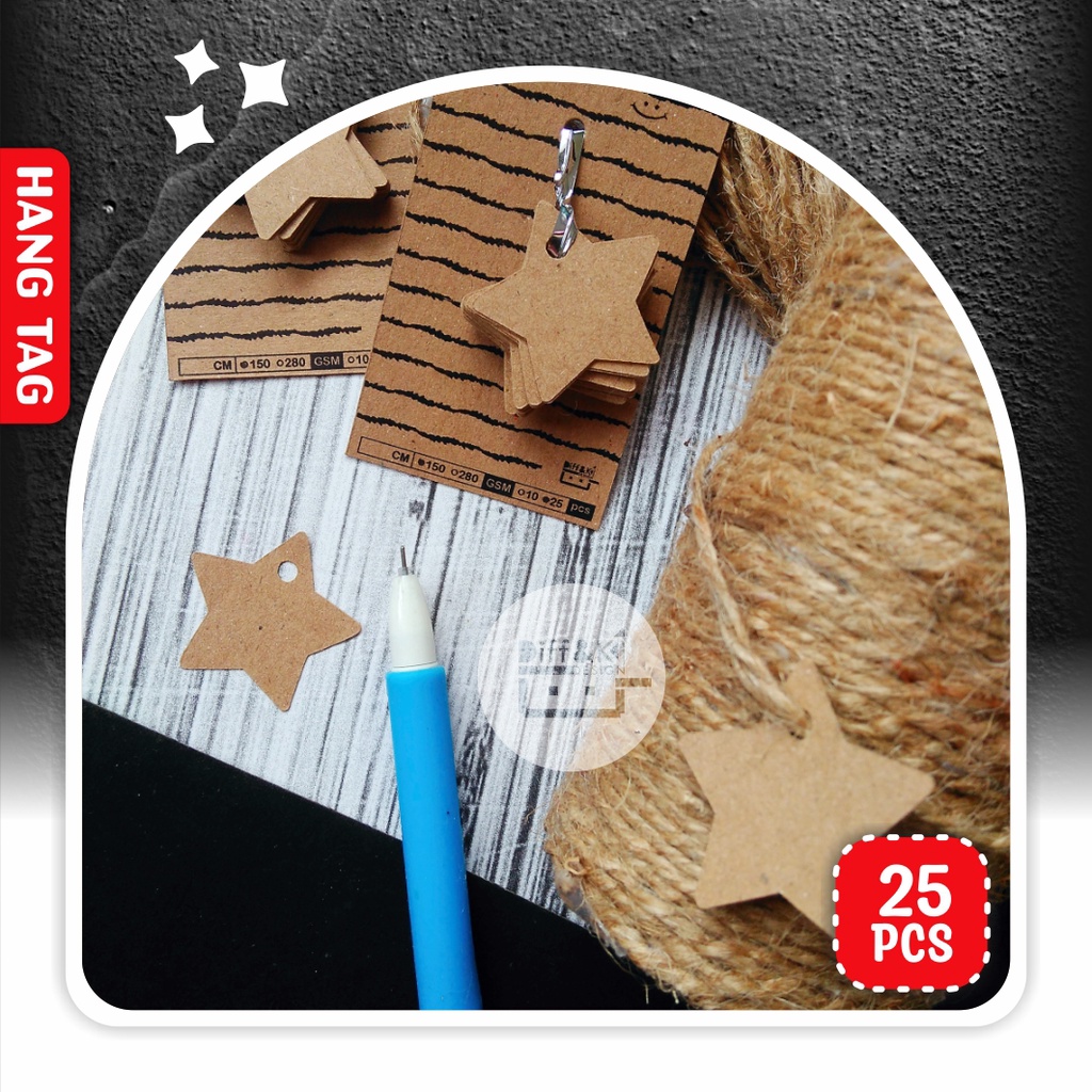 (MINI) Label Hang Tag Bintang Polos Kecil / Blank Star Multi Guna DIY Kraft Rustic Vintage Coklat Ha