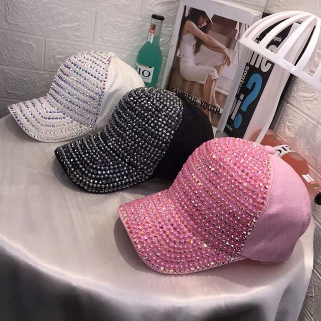 15topi baseball mutiara gaya korea aksen sequin untuk musim panas