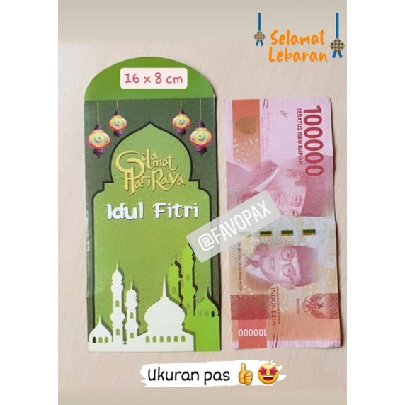 

10 lembar AMPLOP LEBARAN panjang motif mesjid bedug religi angpau uang THR Idul fitri