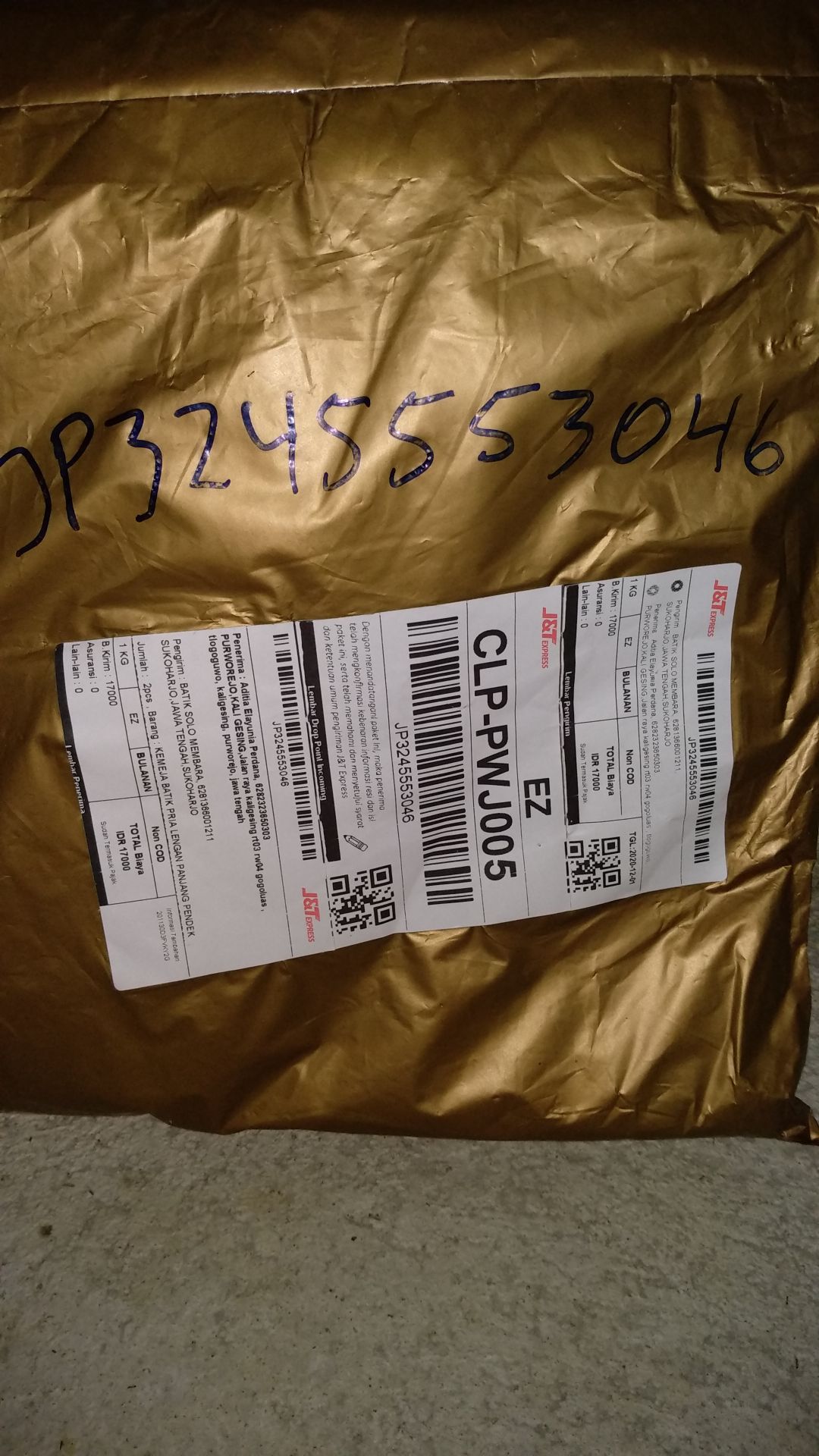 Batik Pria Lengan Panjang Pendek Lapis Furing Peksi Merah Batik Solo