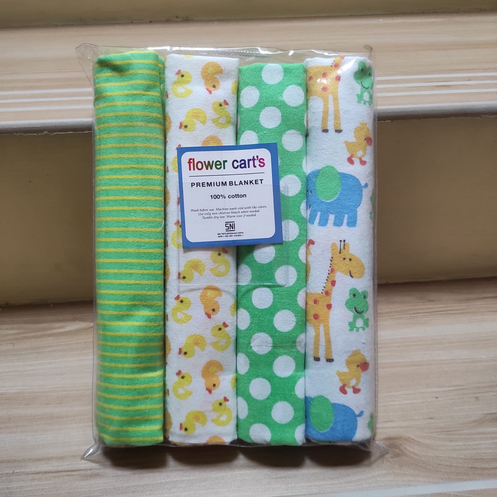 Bedong Bayi Motif Lembut 4in1 Perempuan Laki-Laki Bahan Katun Flanel Perlengkapan Bayi Baru Lahir