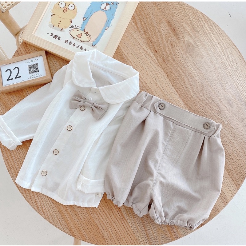 Leon baby set setelan bayi formal kemeja anak bayi set laki laki (B3)