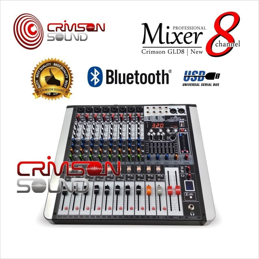 MIXER AUDIO CRIMSON GLD-8 / GLD8 8 CHANNEL USB BLUETOOTH