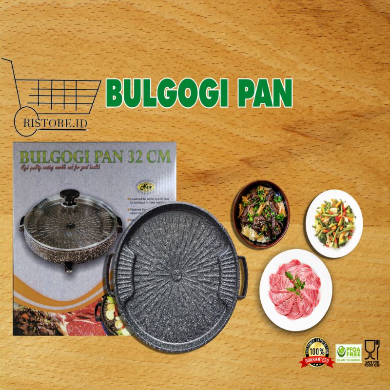 Bulgogi Grill Pan 32cm Bulgogi Marble Panggangan BBQ TANPA TUTUP KACA Original