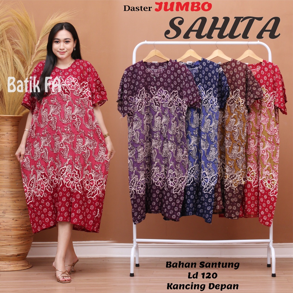 BATIK WANITA DASTER RAYON JUMBO MURAH BIG SIZE XXL ( SAHITA AMALIA DINDRA BAYAM SYIFA MARSHA NIKOLA GISEL BASE ) KEKINIAN BUSUI BUMIL KANCING DEPAN LENGAN PENDEK MURAH ADEM-DJ SAHITA