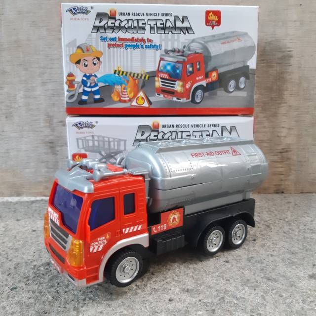 mainan truk tanki bump &amp; go edukatif - mobil tangki batre anak