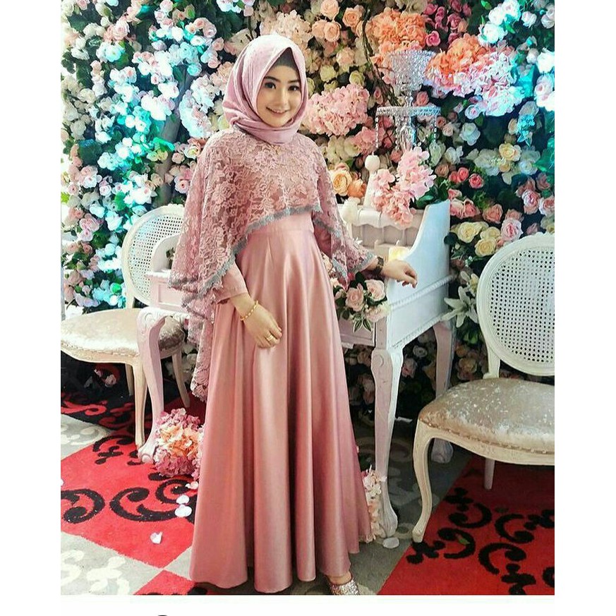 KAFTAN/GAMIS TIARA BRUKAT JERSEY LD100 PJ130 ALLSIZE - Putih