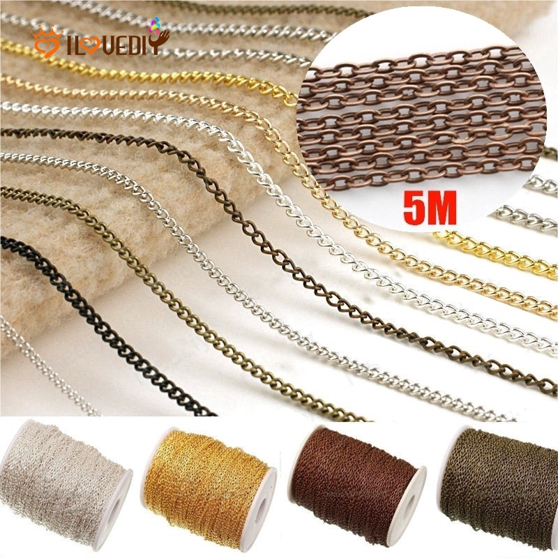 Rantai Warna Silver Gold Ukuran 5m Untuk Membuat Kalung Diy