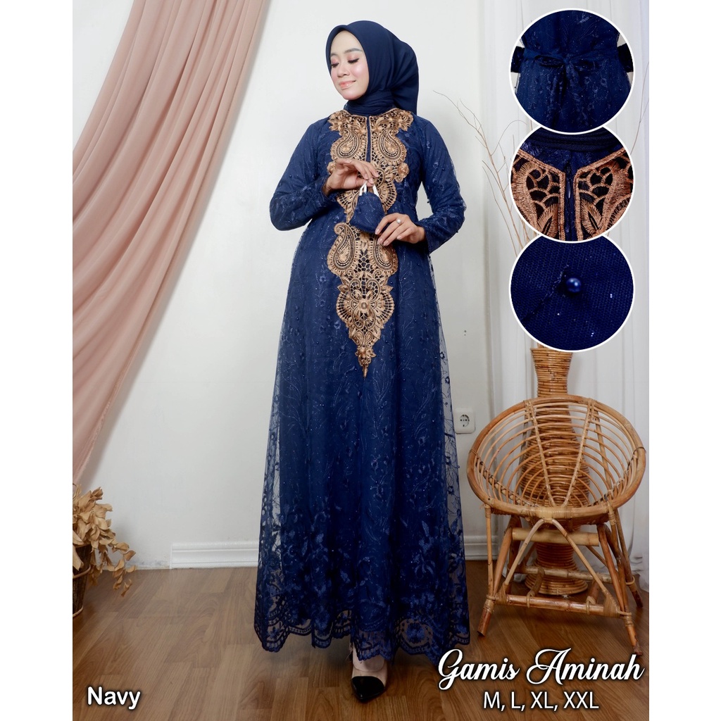 Gamis aminah terbaru rekomendasi gamis tulle aminah gamis pesta gamis kondangan/gamis terbaru/gamis murah /gamis premium/gamis terlaris /gamis 2022 /kebayashopp /warna Maron silfer navy lavender cream mocca pink gamis 2023