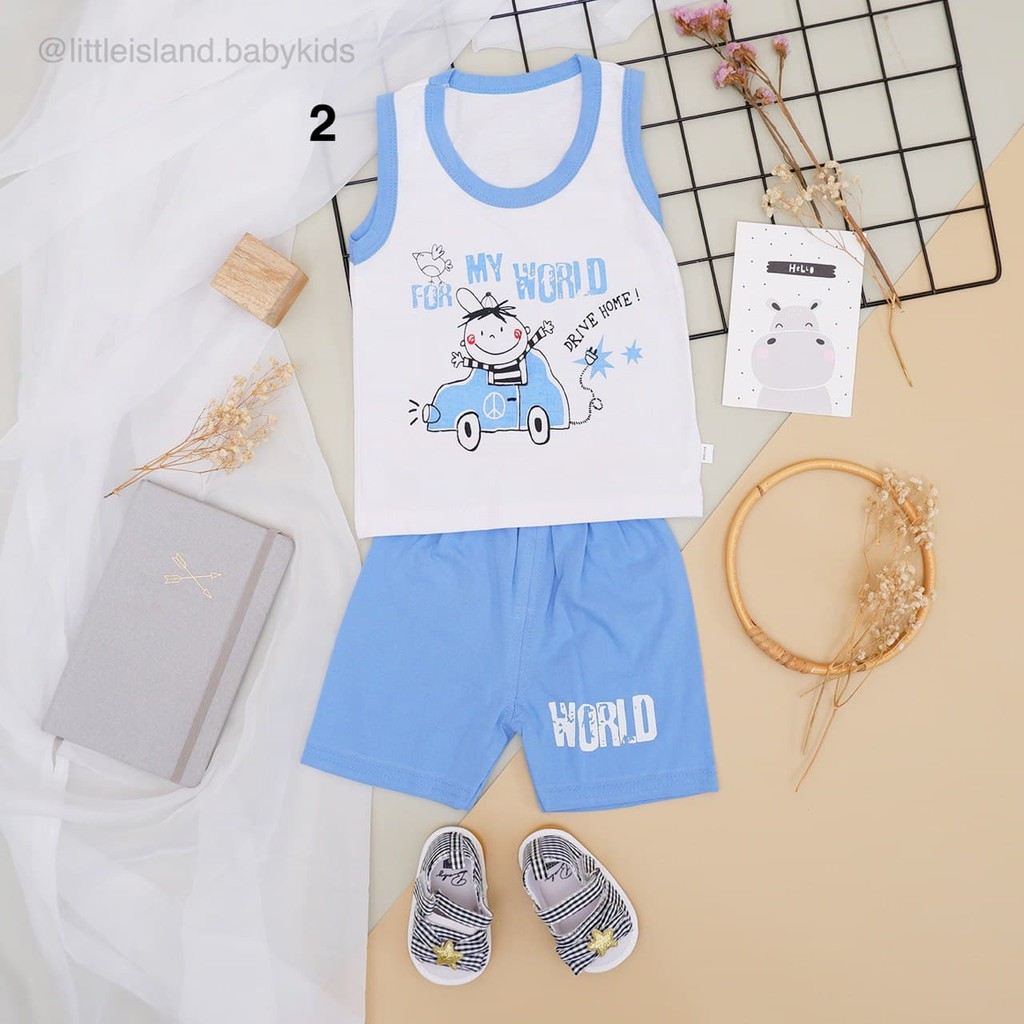 LIN9089 - Setelan pendek anak bayi karakter lucu bahan katun / Kaos anak bayi lucu