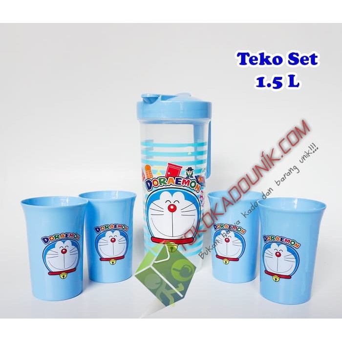 TERLARIS / TEKO GELAS SET PLASTIK KARAKTER 5 IN 1