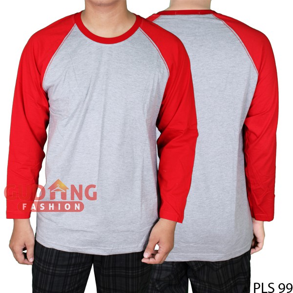 Kaos Raglan Panjang Polos Pria - Oneck / Basic Tshirt Oneck Cotton Combed - PLS (COMB)