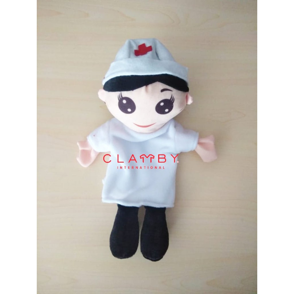 Boneka Tangan Hand puppet Dongeng Karakter Profesi Dokter Polisi Pemadam Pilot Petani Koki