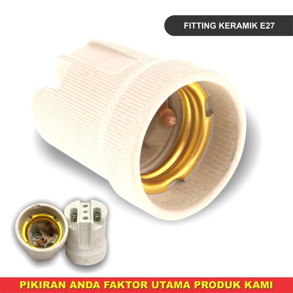 Fitting Keramik E27 E 27 Panjang Fiting Lampu Plafon Porcelain Tahan Panas