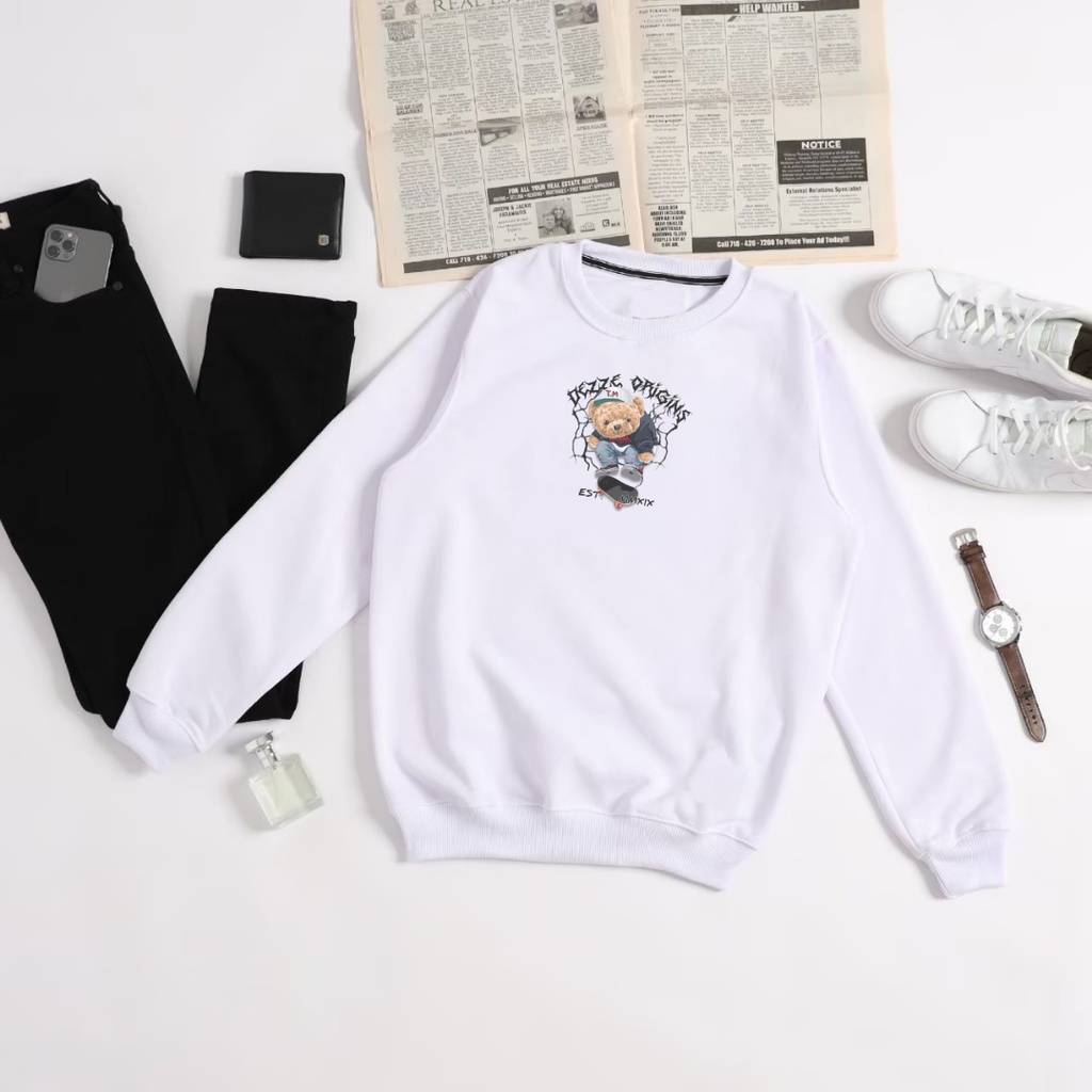 DEZZE Crewneck Pria Wanita CN 413 Game Over Putih Original