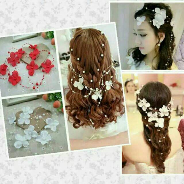 Hair piece rangkaian bunga dg mutiara