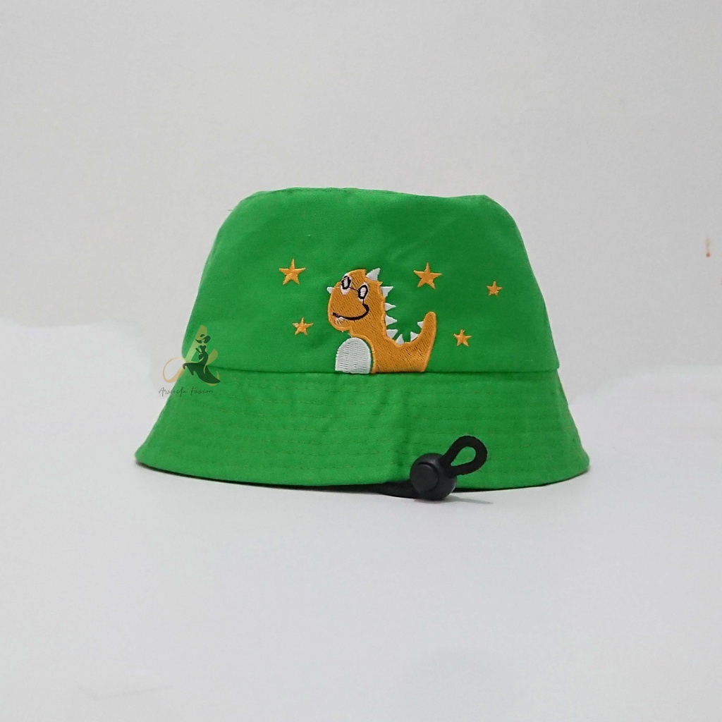 TOPI ANAK LAKI LAKI PEREMPUAN BUCKET HAT ANAK COWOK CEWEK 3 4 5 6 7 8 9 10 TAHUN KOREA 1 2 BASEBALL FASHION ANAK COWO CEWE OOTD USIA BALITA KIDS KUPLUK AKSESORIS KEPALA UMUR ANAK KADO ANAK LUCU-Dino HijauBotol Tali