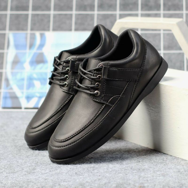 RAGA BLACK Sepatu Formal Pria Terbaru Keren Kerja Kantor Pantofel Casual Pentofel Kasual Kulit Sintetis