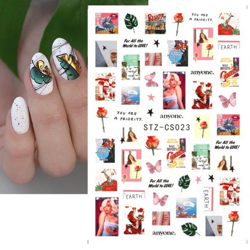 We Flower Stiker Kuku 3d Motif Bunga / Tulisan / Buah Untuk Dekorasi Nail Art / Manicure Diy