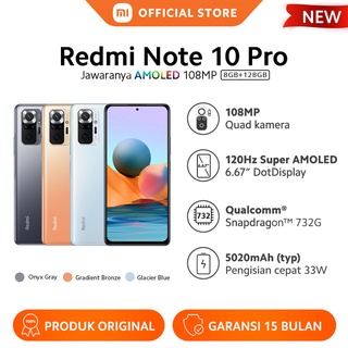 Xiaomi Redmi Note 10 Pro (8GB+128GB) AMOLED 6.67” 108MP Quad Kamera Snapdragon 732G Baterai 5020mAh