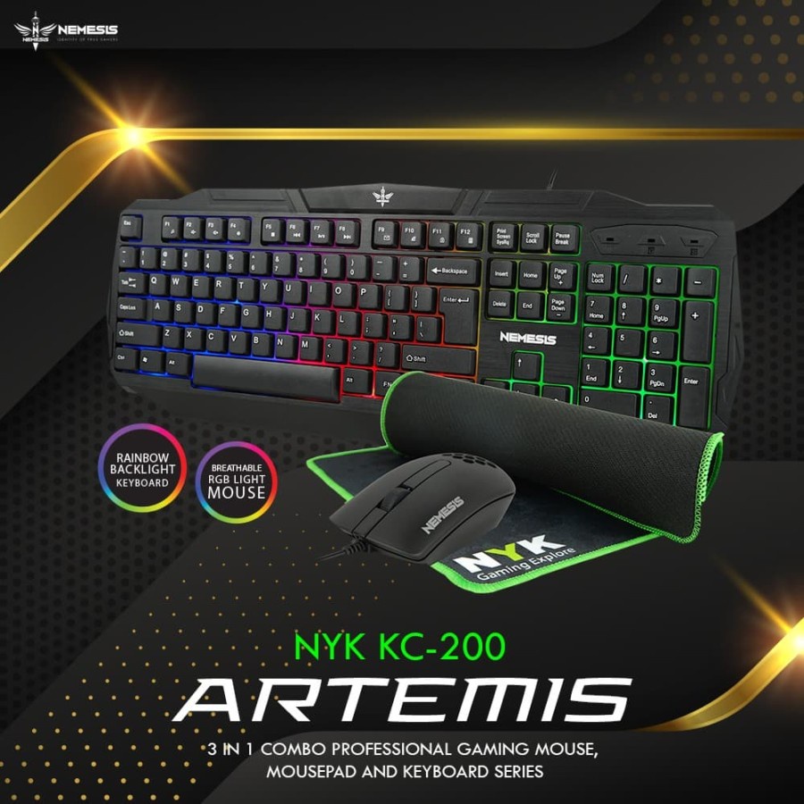 Keyboard Mouse Gaming Combo NYK Artemis KC-200 Free Mousepad