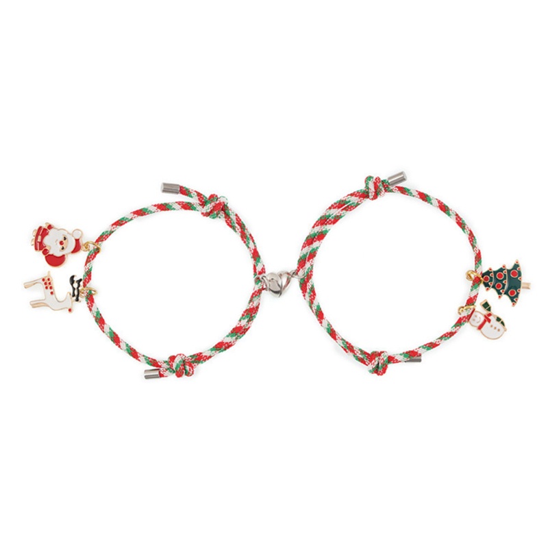 2pcs Gelang Tali Dengan Liontin Santa Claus Untuk Pasangan