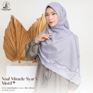 Jilbab UMAMA SYAR'I VOAL MIRACLE MOTIF LOGO METAL | Hijab SegiEmpat JUMBO MOTIF LC PRINT LOGO METAL130 X 130 CM