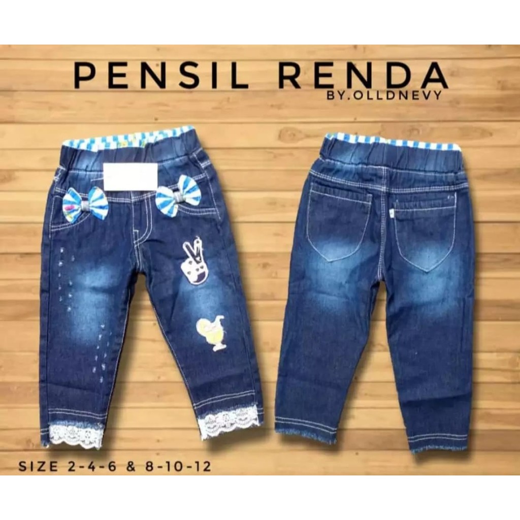 JEANS ANAK PEREMPUAN CELANA JEANS PENSIL RENDA 1-6 TAHUN