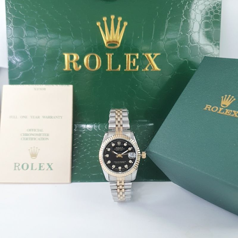 Jam Tangan Rolex Wanita Anti Air Tanggal Aktif / Rolex Wanita Terlaris Komplit Set