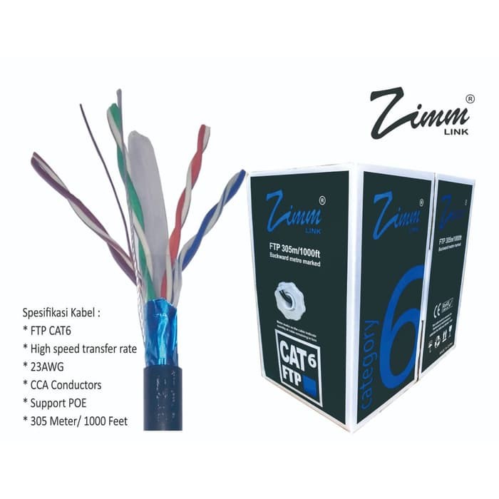 KABEL LAN FTP CAT 6 CCA ZIMM LINK 305m