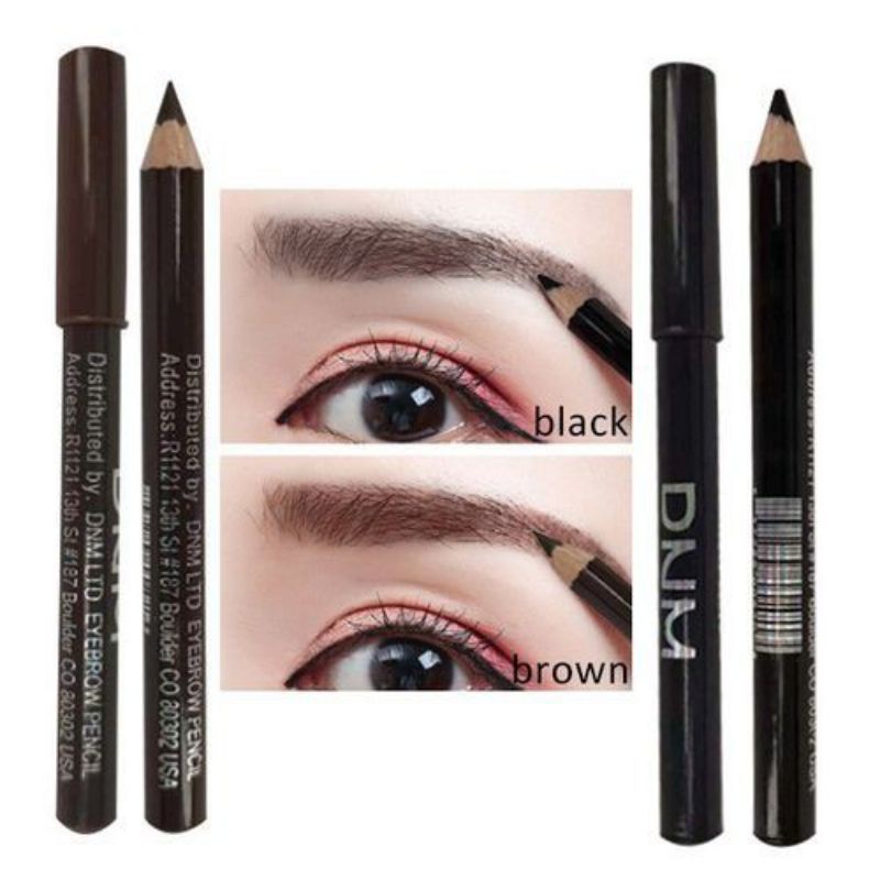 Wood Pensil Alis /eyebrow pencil DNM Tahan air dan Tahan lama Hitam dan Coklat