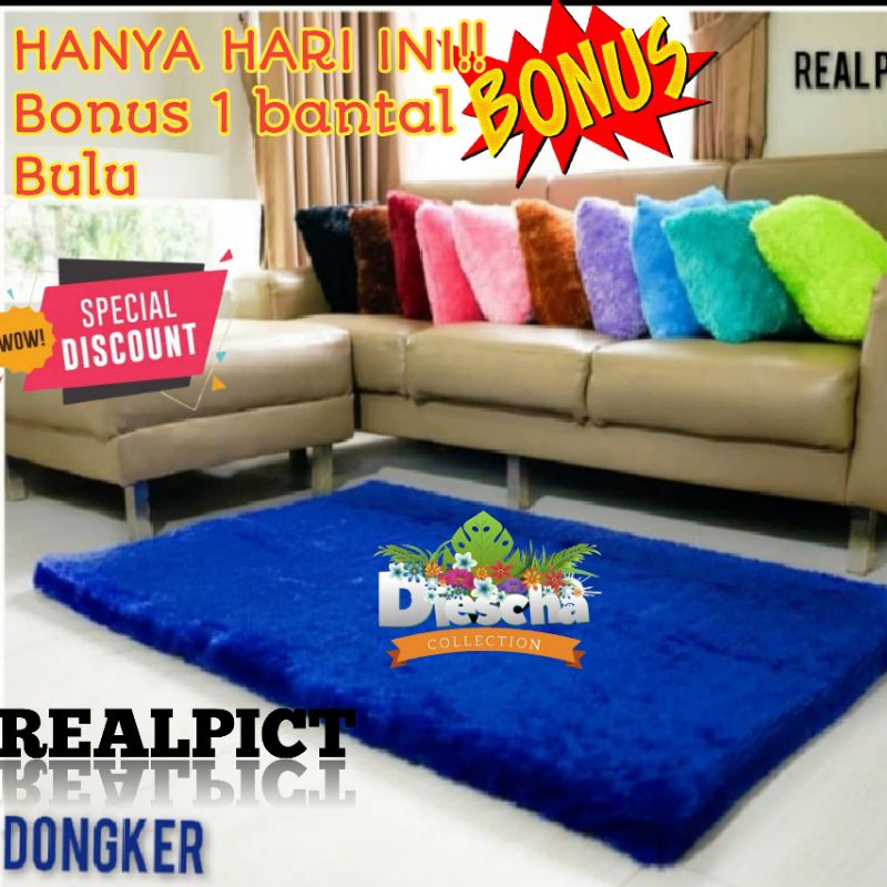 Karpet Bulu Rasfur Lembut Ukuran Besar 150X200X4,5 Karpet lantai Murah Bulu Empuk Karpet Ruang Tamu