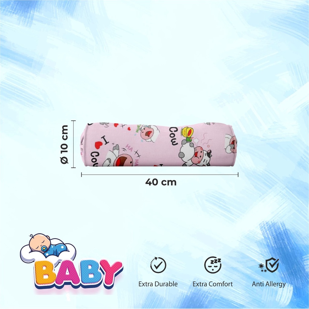 Paket Bundling Bantal & Guling Bayi Baby Cow Dusty Pink Pillow by Tokyo Foam-2