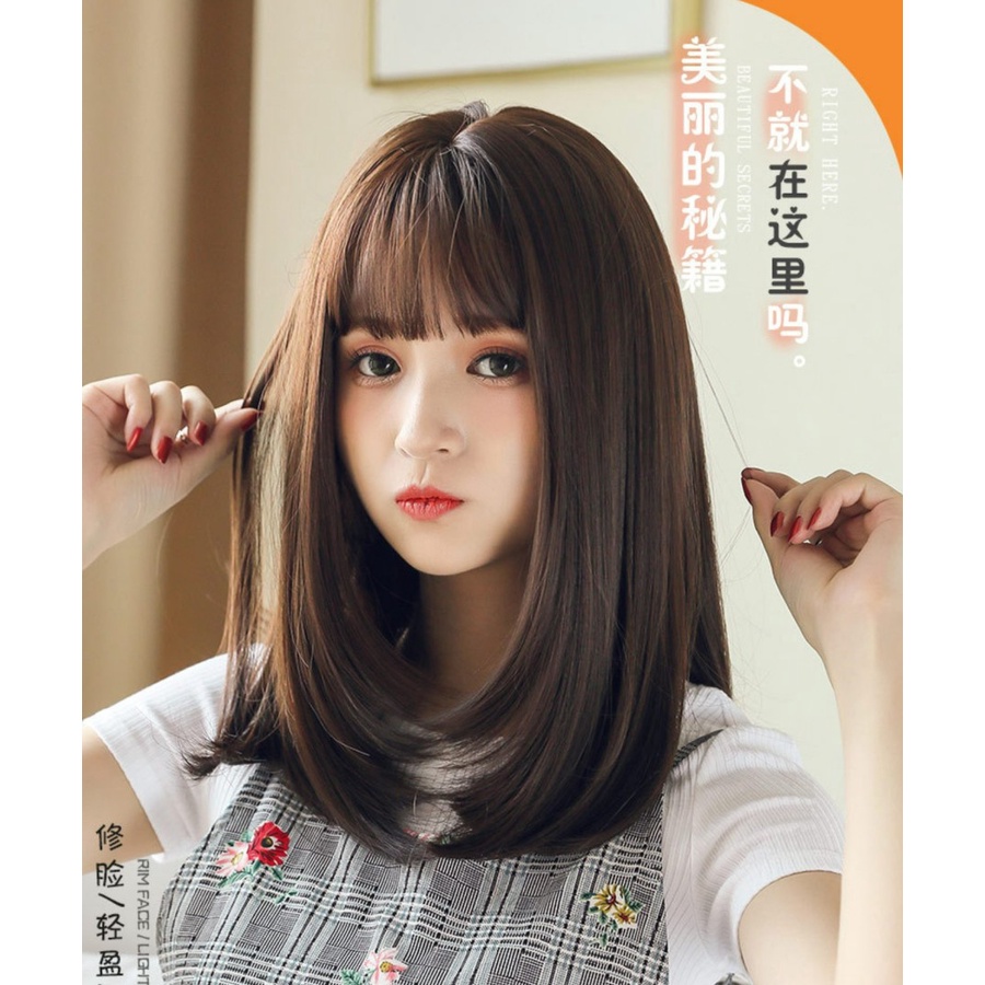 WDA-15 wig rambut palsu pendek air bangs daily natural wanita