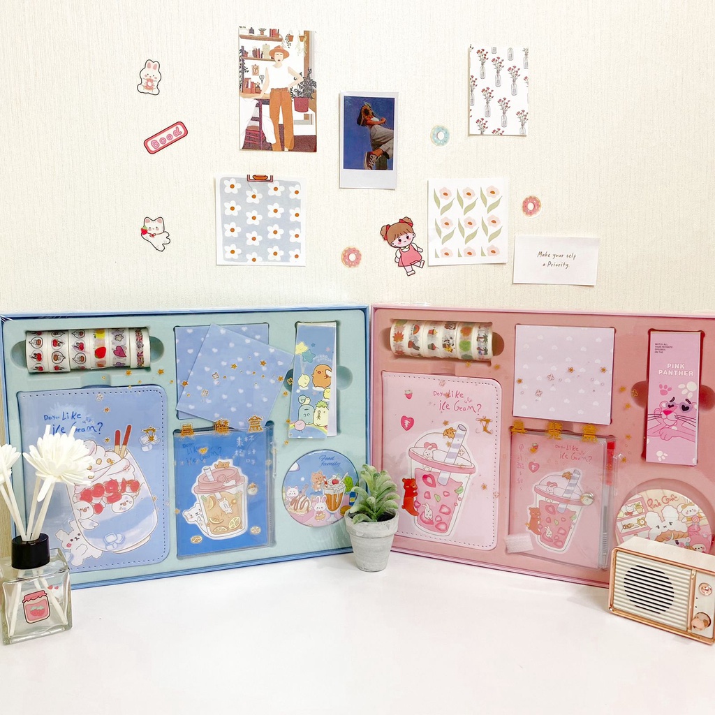 

TERBARU PAKET ALAT TULIS LENGKAP TERMURAH / PAKET JURNAL ICE CREAM BOBA 6 IN 1 INCLUDE BOX CUTE LUCU UNIK BISA COD