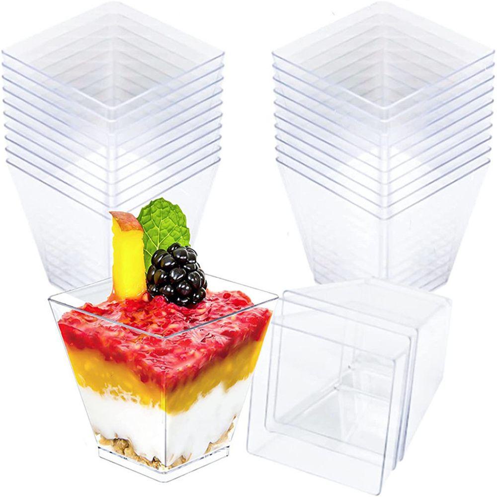 Nanas 60ml 10/30/50pcs Dessert Cup Bakeware Home &amp; Kitchen Wadah Trapesium Transparan Perlengkapan Pesta Mousses