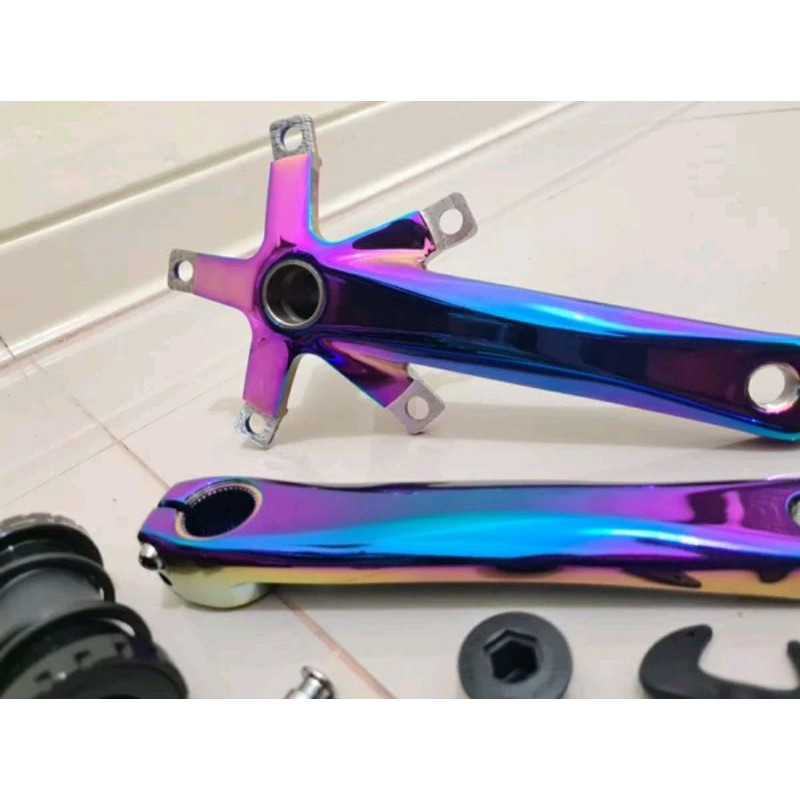 Crank Arm Litepro HT2 edisi rainbow hollowtech II pelangi limited hollow sepeda lipat seli roadbike balap