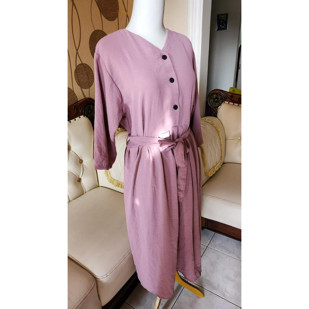 Midi Dress Polos / Dress Kancing Dress rayon Soft