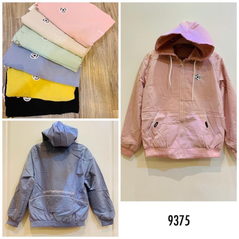jacket hoodie parasut halus wanita import