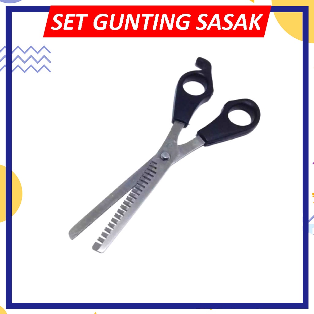 Set Gunting Sasak + Pisau Isi 4 Pcs / Set Peralatan Salon Hair Cutting Styling / Set Gunting Sasak Alat Cukur Rambut isi 4 Pcs