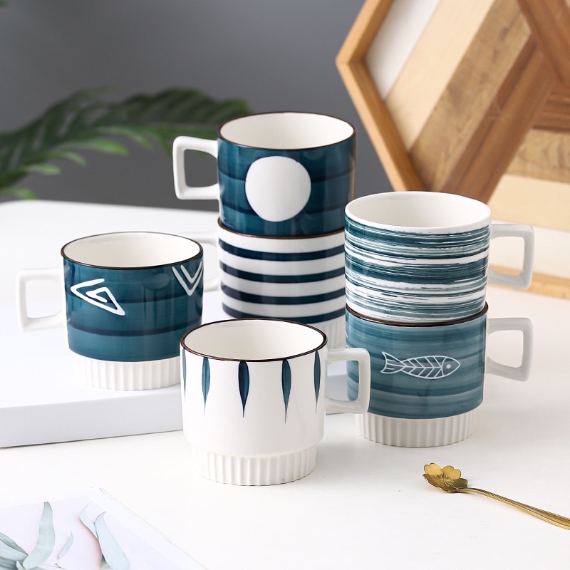 P 103 Cangkir keramik Japan style Gelas Korea lucu unik Handle MUG TERBARU-5