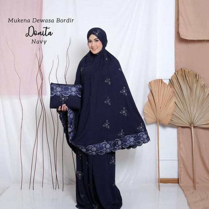 MUKENA DEWASA BORDIR DONITA NAVY