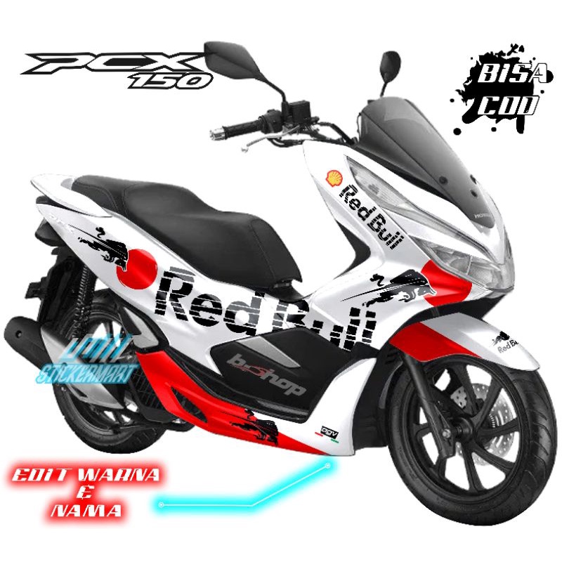 Decal PCX 150 lokal motif Redbull variasi motor full body printing sticker warna
