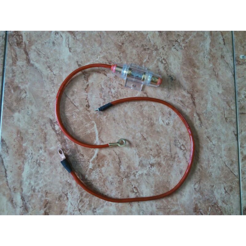 Paket Fuse / Sekring Audio mobil 60 A + Kabel 8 Awg + Skun Terminal.