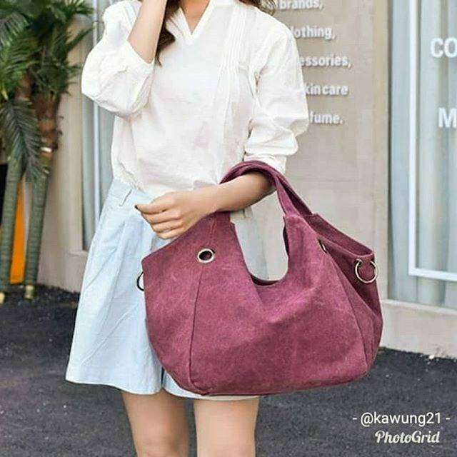 TW1847 Handbag Wanita Impor Tas Jinjing Kanvas Modis Warna Cantik