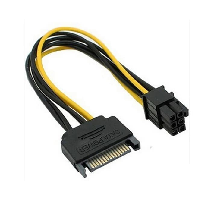 Kabel Power SATA 15 Pin To 6 Pin 6pin PCI-E Video Card VGA Express