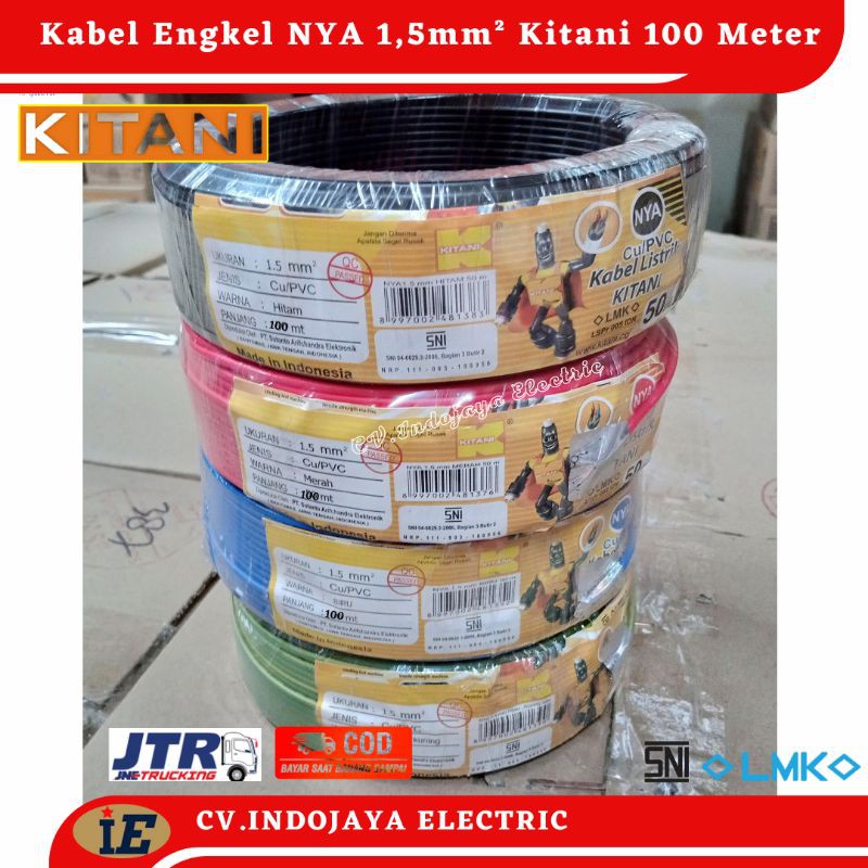 Kabel Nya Kitani 1.5 mm² Panjang100 meter Kabel Listrik Kawat Tunggal/Engkel