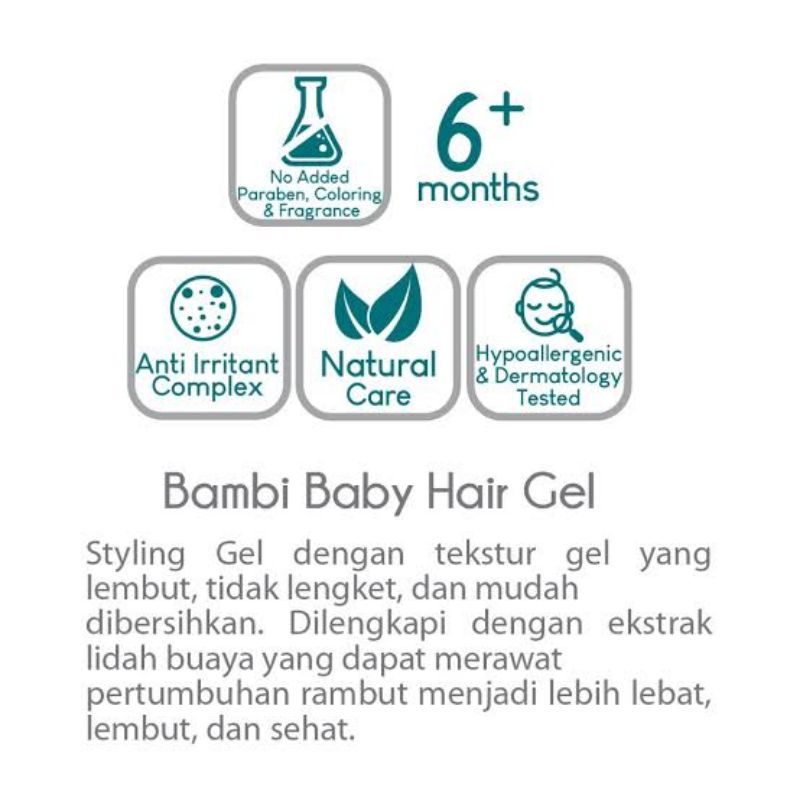 Bambi Baby Hair Gel 50ml - Bambi Gel Rambut Bayi - Minyak Rambut Bayi