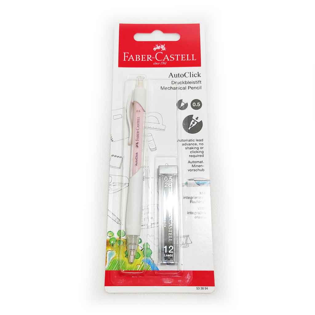 

Pensil Mekanik Faber Castell / Mechanic Pencil Auto Click White Blister / Ukuran 0.5 / Free 1 Refill
